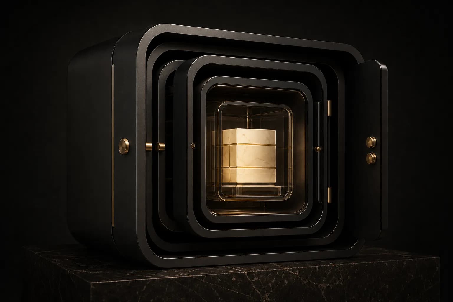 Digital security concept with lock icon on dark background