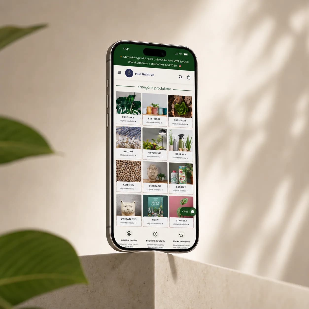 Kategórie produktov Rastlinkovo na mobile